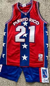 Mega USA Puerto Rico Flagge PR genäht #21 Basketball Trikot & Shorts Größe XL - Bild 1 von 7