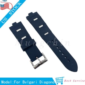 For Bvlgari Diagono with Tool 8mm x 24mm Silicone Rubber Watch Strap Band Black - Picture 1 of 3