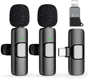 2 Pack Type C Mini Wireless Lavalier Microphone for iPhone 15, iOS and Android D - Picture 1 of 6