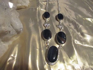 BEAUTIFUL NEW BLACK TIGER EYE NECKLACE 21" HANDCRAFTED NECKLACE - Picture 1 of 4