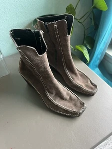 Pons Quintana made in Menorca Spain Brown Suede Leather zip Boot 6-6.5 US 37 EU - Picture 1 of 9