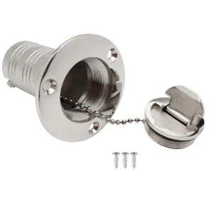 38mm Boat Deck Fill Filler Replacement Cap&Chain Stainless Steel Fuel Water Gas - Picture 1 of 5