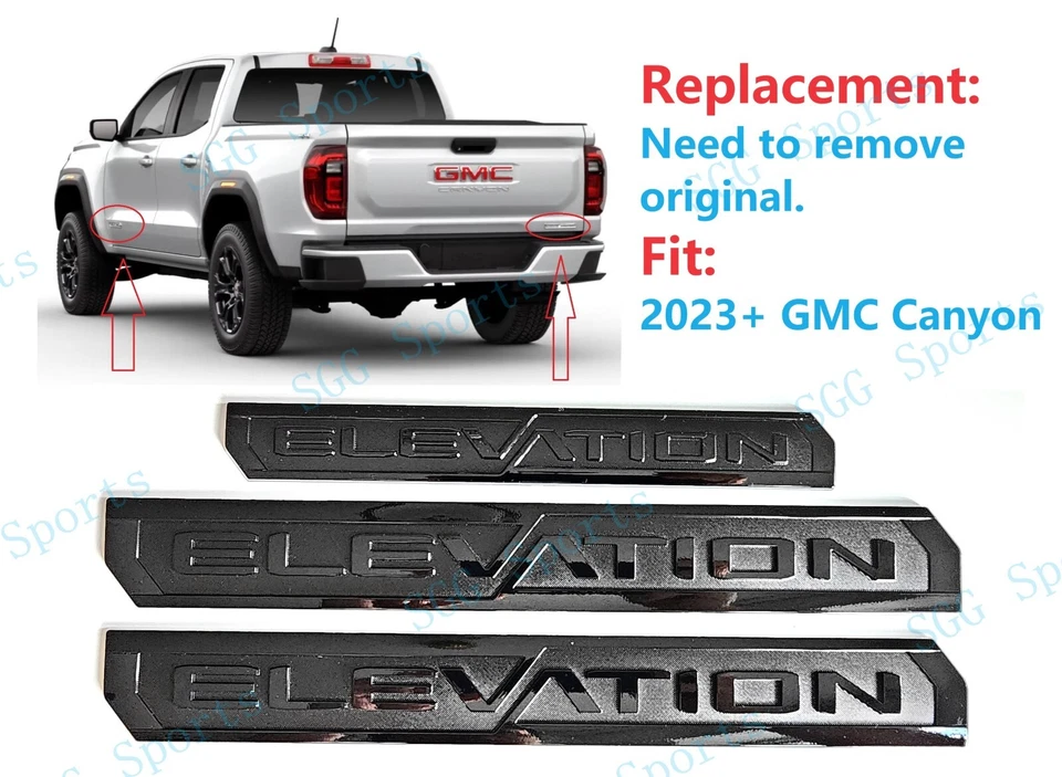 Insignias emblema elevación trasera puerta negro brillante 3 piezas aptas para GMC Canyon 2023-2025 Foto 1 de 4
