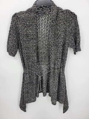 Cárdigan suéter BCBG Maxazria para mujer gris medio metálico jaspeado cintura ceñida Foto 1 de 4