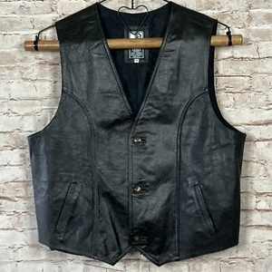 Creaciones Ivan Vintage schwarze weiche Lederweste Biker Motorrad Herren Gr. 44 - Bild 1 von 12