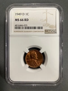 1949D Lincoln Wheat Cent - NGC MS66 RD - Picture 1 of 2