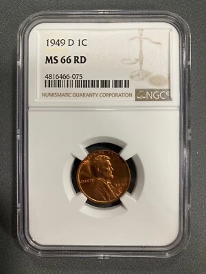 1949D Lincoln Wheat Cent - NGC MS66 RD - Image 1 of 2