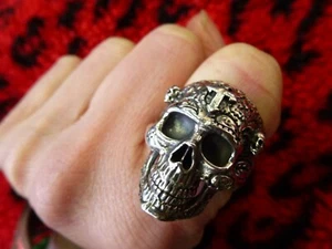 Neu gepunzt großer schwerer Silber 925 TOTENKOPF Ring Gothic Goth Damen Herren Biker - Bild 1 von 12