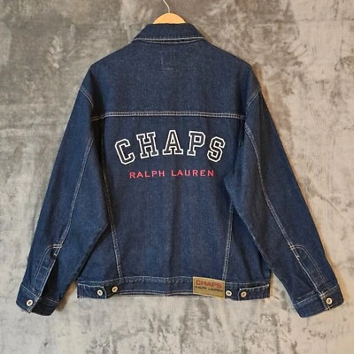 Винтажный Ralph Lauren Chaps джинсовой ткани куртка мужская средний 100% хлопок Jean с надписью - Изображение 1 из 4