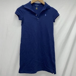 Polo Ralph Lauren Shirt Dress Girls Medium 8/10 Stretch Blue L20 - Picture 1 of 9