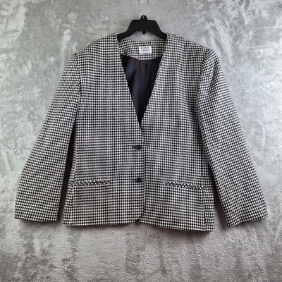 Chaqueta Blazer Koret Career Vintage Mujer 14 Negro Blanco Pata de Gallo Mezcla de Lana Foto 1 de 4