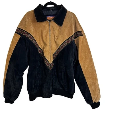 Cripple Creek Vintage Leather Aztec Colorblock Suede Jacket Size XXL Western - Image 1 of 4
