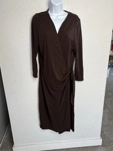 Lauren Ralph Lauren exklusives Damen Gr. 14 braunes Langarm Wickelkleid - Bild 1 von 5