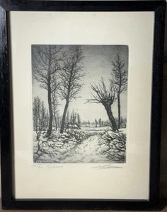 Vintage Emiel De Cooman Etching Dorpstraat Hand Signed 112/200 - Picture 1 of 15
