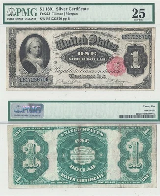1891 $1 Silver Certificate Fr-223 PMG VF-25 - Image 1 of 3