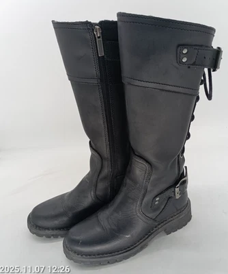 Botas de cuero Harley Davidson Alexa con encaje trasero D85167 motociclista gótico para mujer talla 5 s5 Foto 1 de 4