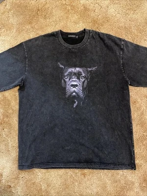 Camiseta Born Admiral Para Hombre Desteñida Negra Bastón Corso Pitbull Perro Talla XL Realista Foto 1 de 4