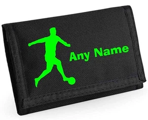 Footballer Design Personalised Boys Kids Ripper Wallet With Coin Holder, Xmas - Picture 1 of 10