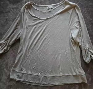 Style & Co Tunic Pullover Top Shirt Beige Women 2X Pleated 3/4 Sleeves - Picture 1 of 6