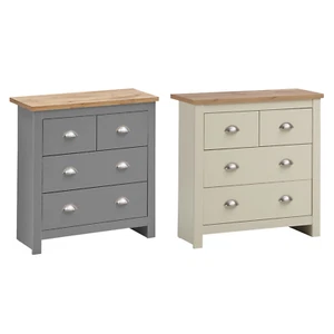 Chest of Drawers Contrast Oak Top Metal Cup Handles Bedroom Furniture - Picture 1 of 23