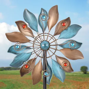 68" Metal Wind Spinner, Garden Sculpture on Double Blades Windmill for Outdoor - Picture 1 of 19