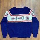 Vtg Fir JcPenney Acrylic Snowflake Wrap Around Sweater L 80s 90s Winter Pullover