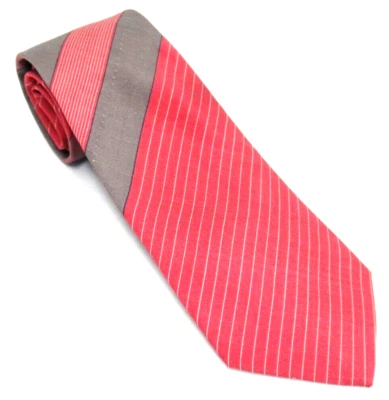 Corbata de seda para hombre Marco Bianchi rojo gris rayas diagonales hecha a mano en Italia Foto 1 de 3