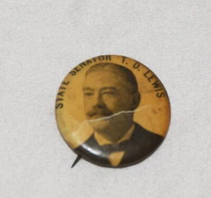 Vintage State Senator T. D. Lewis Pin - Picture 1 of 2