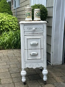Antique Chic Apothecary Cabinet Painted Side Table Early 1920’s Depression Era - Picture 1 of 24