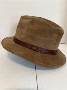 VTG Designer Collection 100% Wool Fedora Hat Solid Tan Brown Buckle Medium - Picture 1 of 10