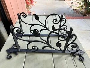 1960s HANDMADE Wrought Iron Shelf Brackets Hold TWO Shelves STURDY 8LBS 22" TALL - Picture 1 of 24