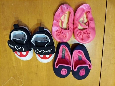 LOT 3 Baby Girl Infant Shoes Disney Mickey Size 1 Gap Ballet Loafers 3-6 months - Image 1 of 4