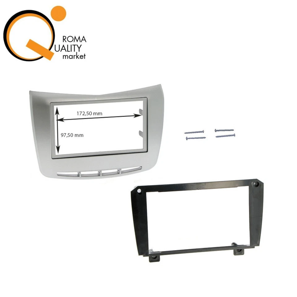 Mascherina Autoradio Fit Lancia Delta III 2008-2014 senza cassetto Argento - Immagine 1 di 1