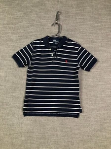 Polo Ralph Lauren Shirt Boys 7 Blue Striped Casual Short Sleeve Spring Preppy - Picture 1 of 10