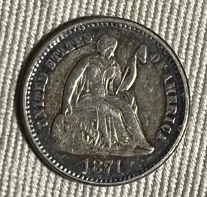 Media moneda de diez centavos Seated Liberty 1871, XF / AU, ¡a elección! - Imagen 1 de 6