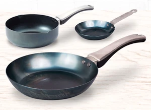 Fujita Metal Iron Frying Pan Set of 3 IH/Gas Japanese Handcraft - Picture 1 of 14