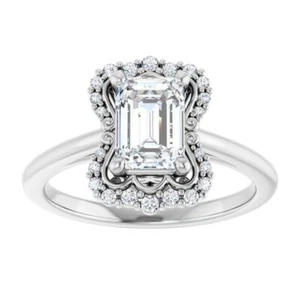 1 ct Emerald Cut D-VVS1 Moissanite Wedding Engagement Ring S925 Sterling Silver - Picture 1 of 12