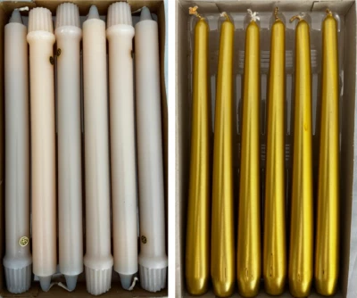 Partylite 10 英寸金属金蜡烛 M1083 P1063 法国蓝色锥形晚餐套装 12 — 第 1/4 张图片