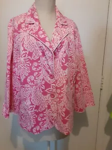 Cropped Blazer York City Design Company Short Print Jacket Pink/White - Picture 1 of 12