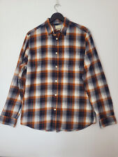 Selected Homme Check Shirt 16.5 Slim Orange Check Flannel Pocket Cutaway Mens