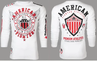 American Fighter Mens Long Sleeve Shirt EXCELSIOR Premium White S-3XL - Image 1 of 4