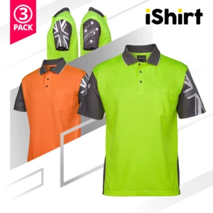 3XHI VIS 100% POLYESTER POLO WORKSHIRT SHORT SLEEVE SOUTHERN CROSS CHEST POCKET1 - Picture 1 of 10