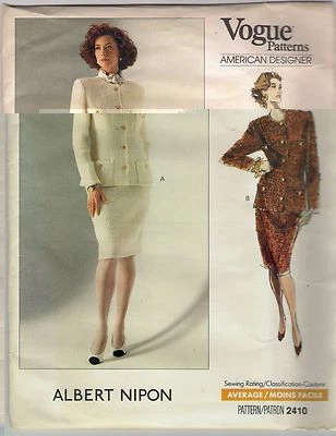 Vogue Sewing Pattern 2410, Albert Nipon Jacket & Skirt, Size 6 -10, Uncut - Image 1 of 2