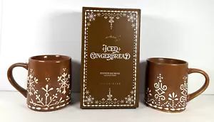 Juego de 2 tazas de pan de jengibre helado Pottery Barn 16 oz. Gres Nuevo en Caja Navidad - Imagen 1 de 8