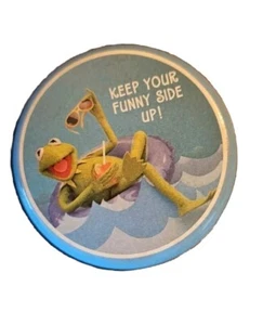 Kermit the Frog Hallmark Tin 1980s "keep Your Funny Side Up" Tin 2.5" Round Vtg - Picture 1 of 3