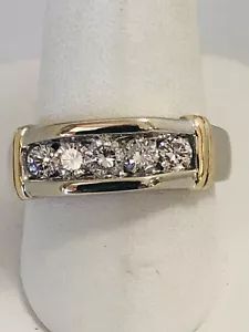 Mens 14 Karat White Gold 1 1/4 Carat Diamond Band. Size 10.25. - Picture 1 of 12