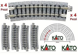 KATO 20-101 Set N.4 Curved Tracks Radius 15° Length 9-3/4" R249 Scale-N - Picture 1 of 2