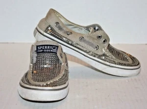Sperry Top-Siders Bahama Zinn Pailletten Canvas Bootsschuhe Mädchen Größe 12,5M - Bild 1 von 5