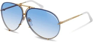 NIB PORSCHE DESIGN SUNGLASSES - P8478  W-YELLOW GOLD - SIZE 66mm - Picture 1 of 5