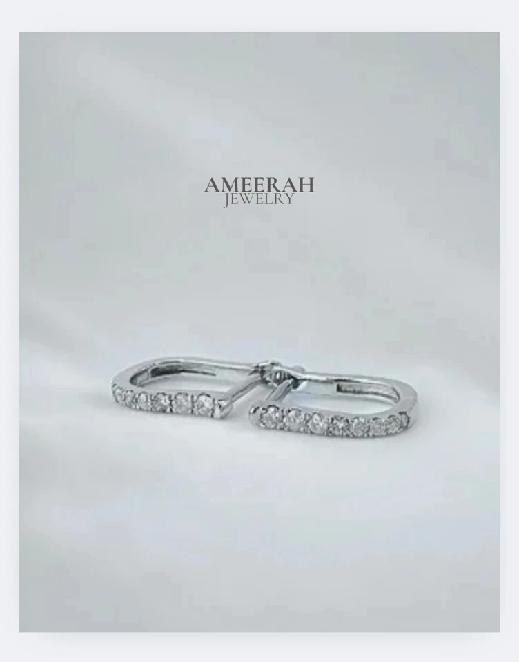 18K Solid Gold Diamond U Hoop Earrings | VS Clarity Natural Diamonds | Minimal - Image 1 of 4